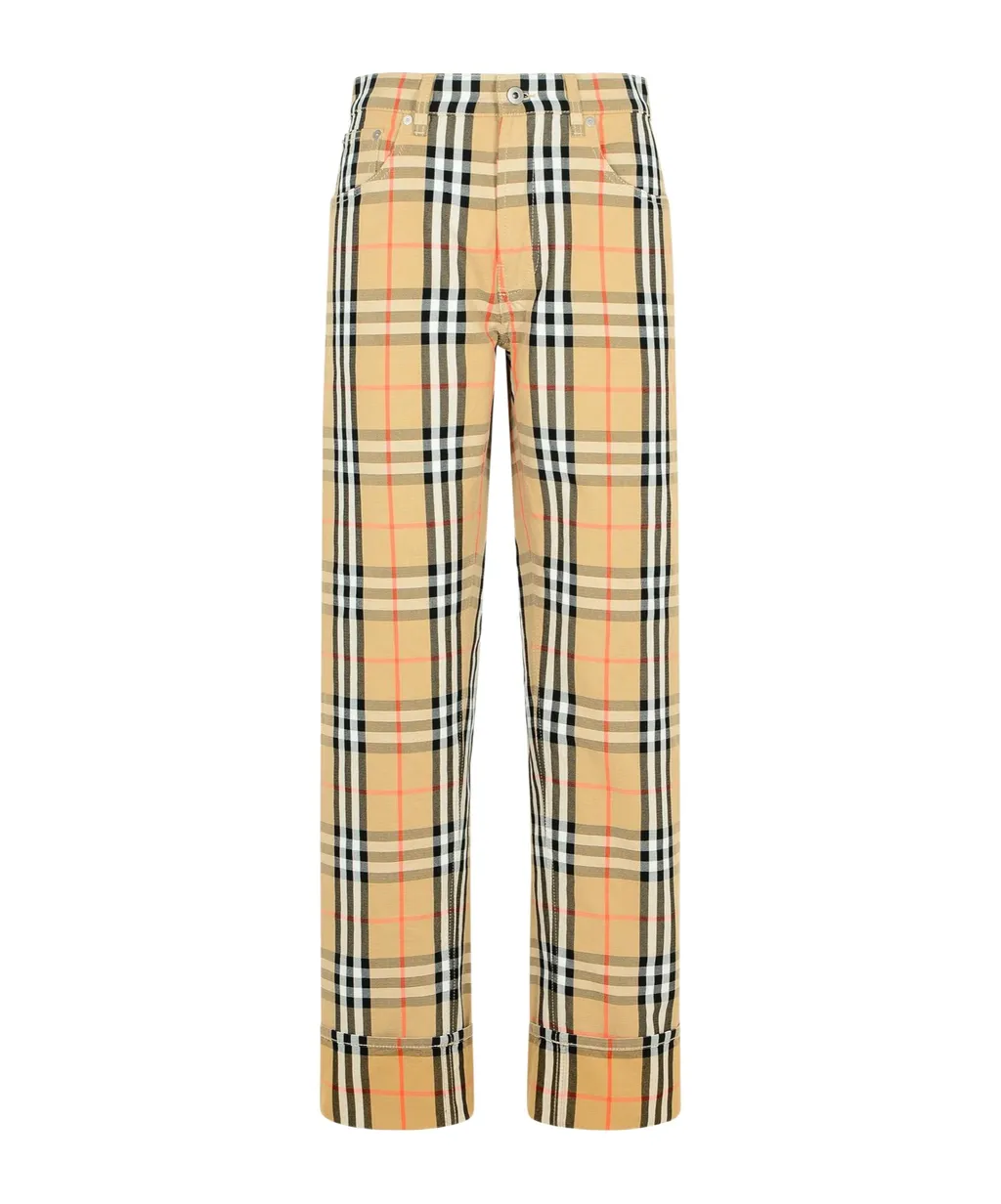 Straight-Leg Checked Trousers
