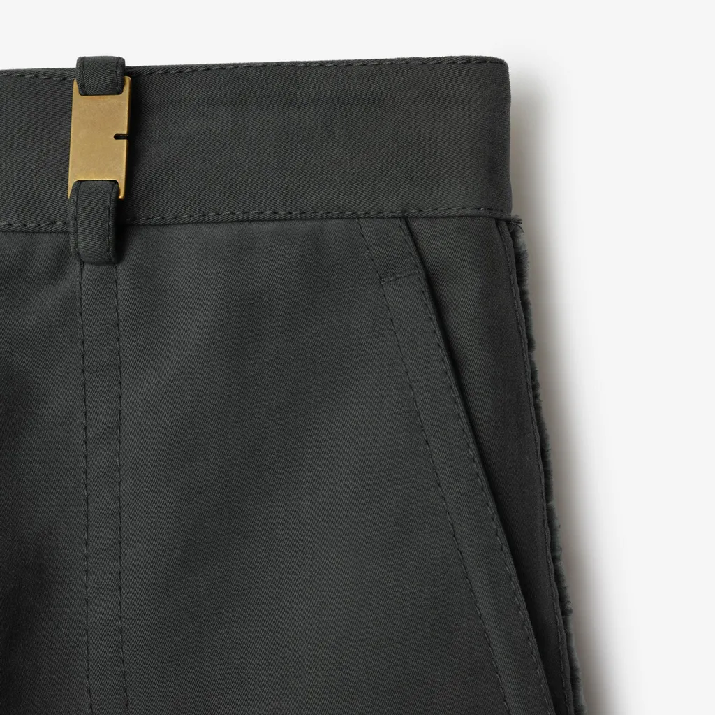 Checked-Trim Wide Leg Trousers
