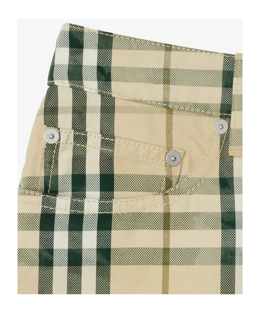 Checked Denim Mini Skirt
