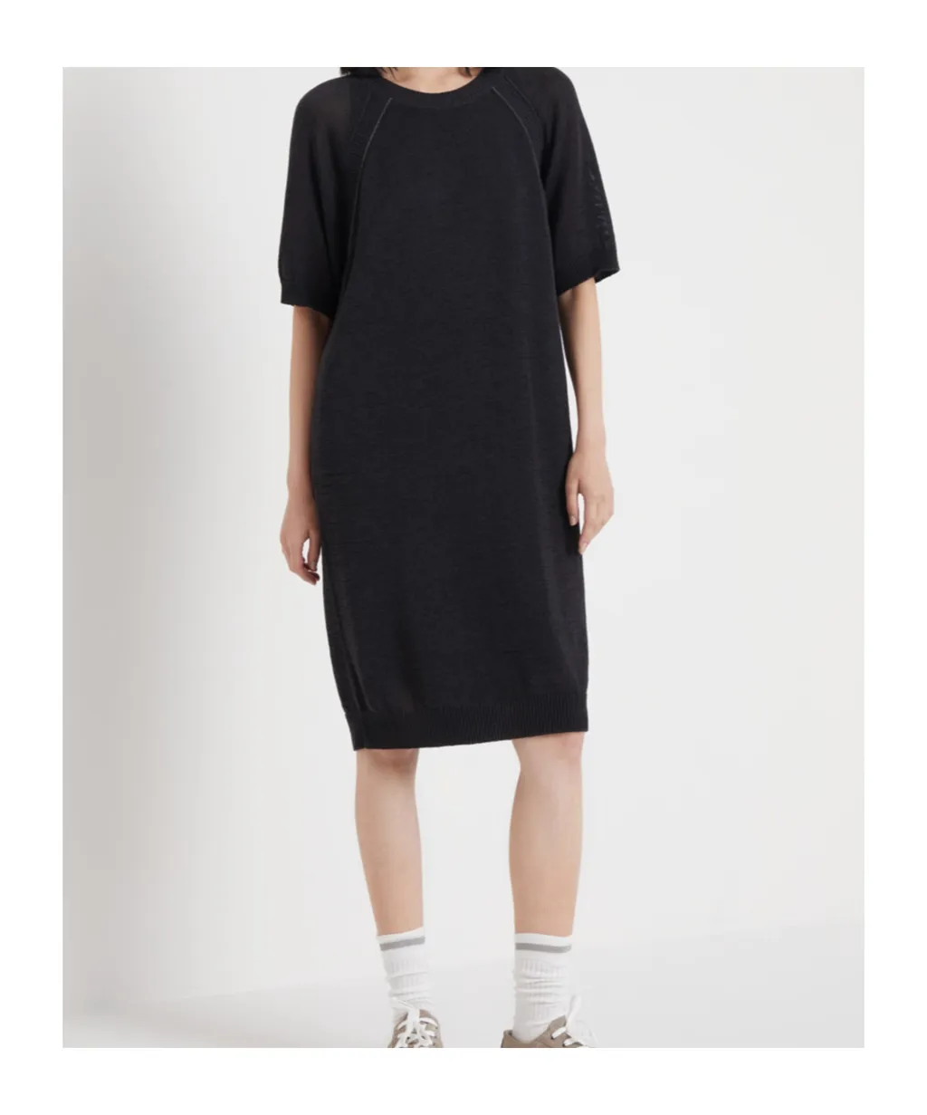 Crewneck Fine-Knitted T-Shirt Dress