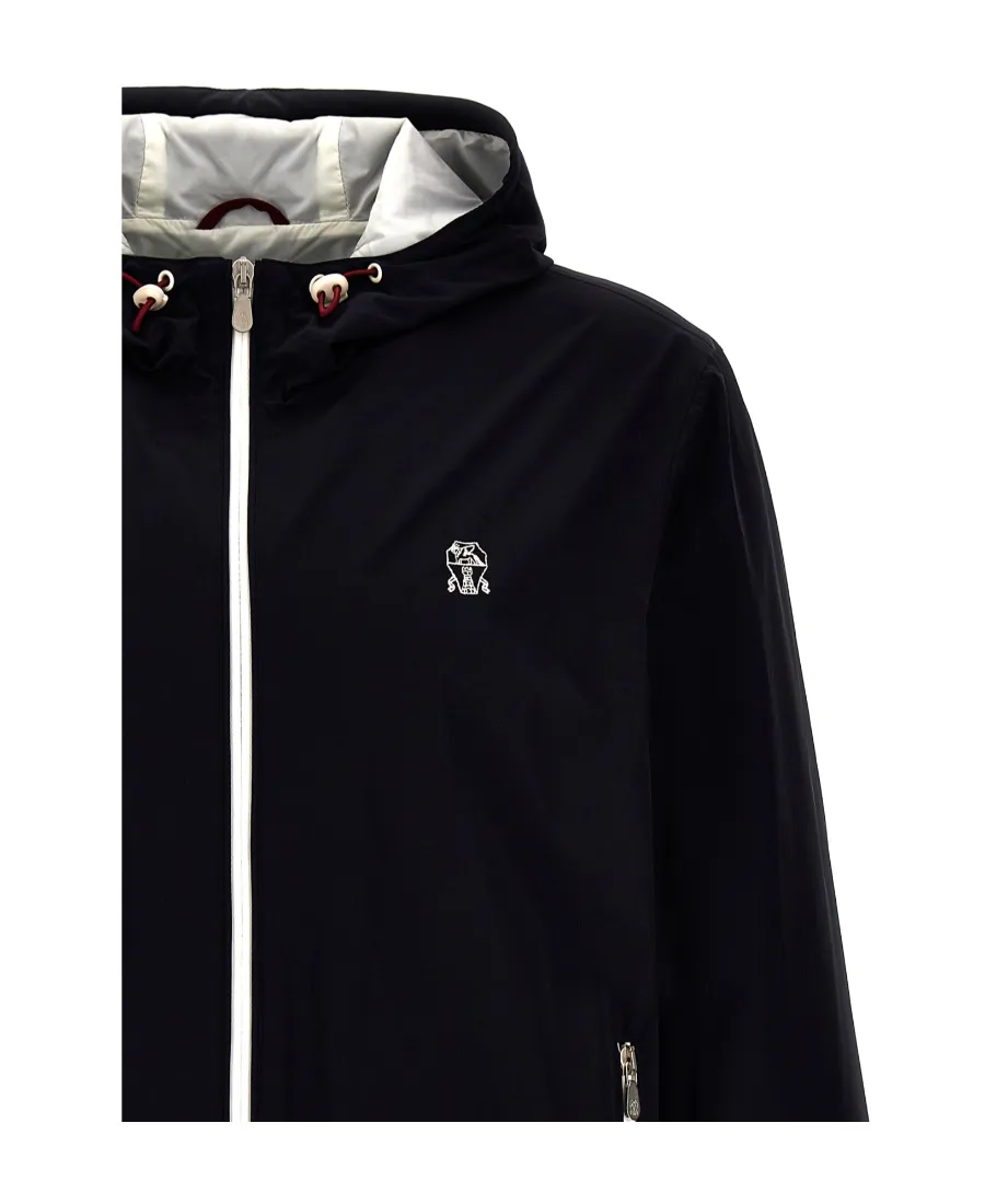 Logo-Embroidered Zipped Hooded Windbreaker