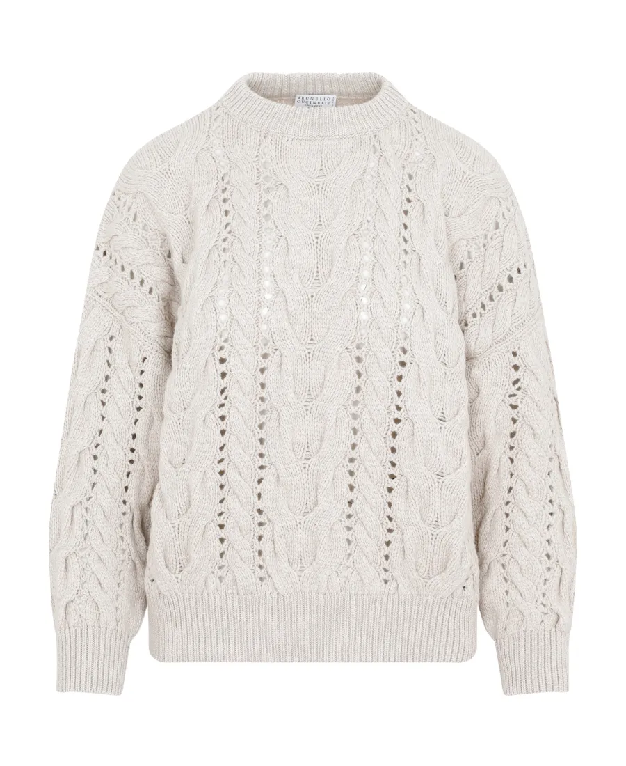 Cable-Knitted Long-Sleeved Jumper