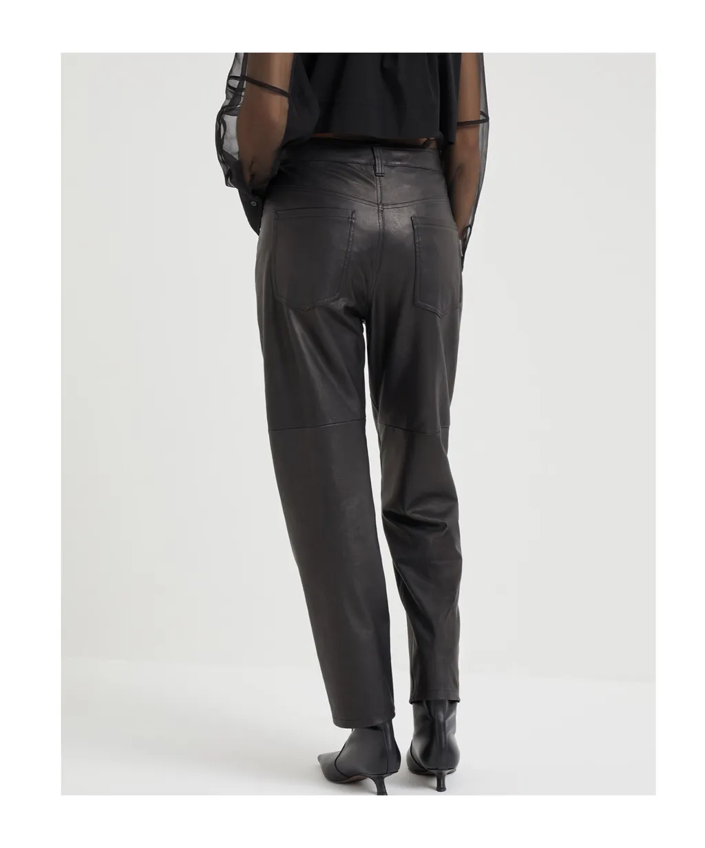 Straight-Leg Leather Trousers
