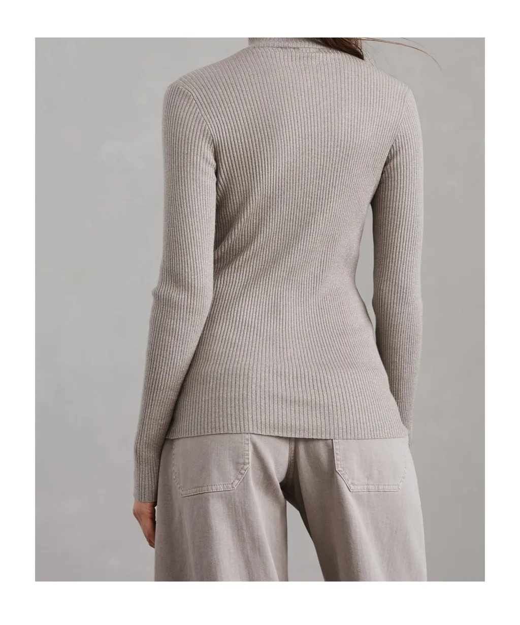 High Neck Ribbed T-Shirt