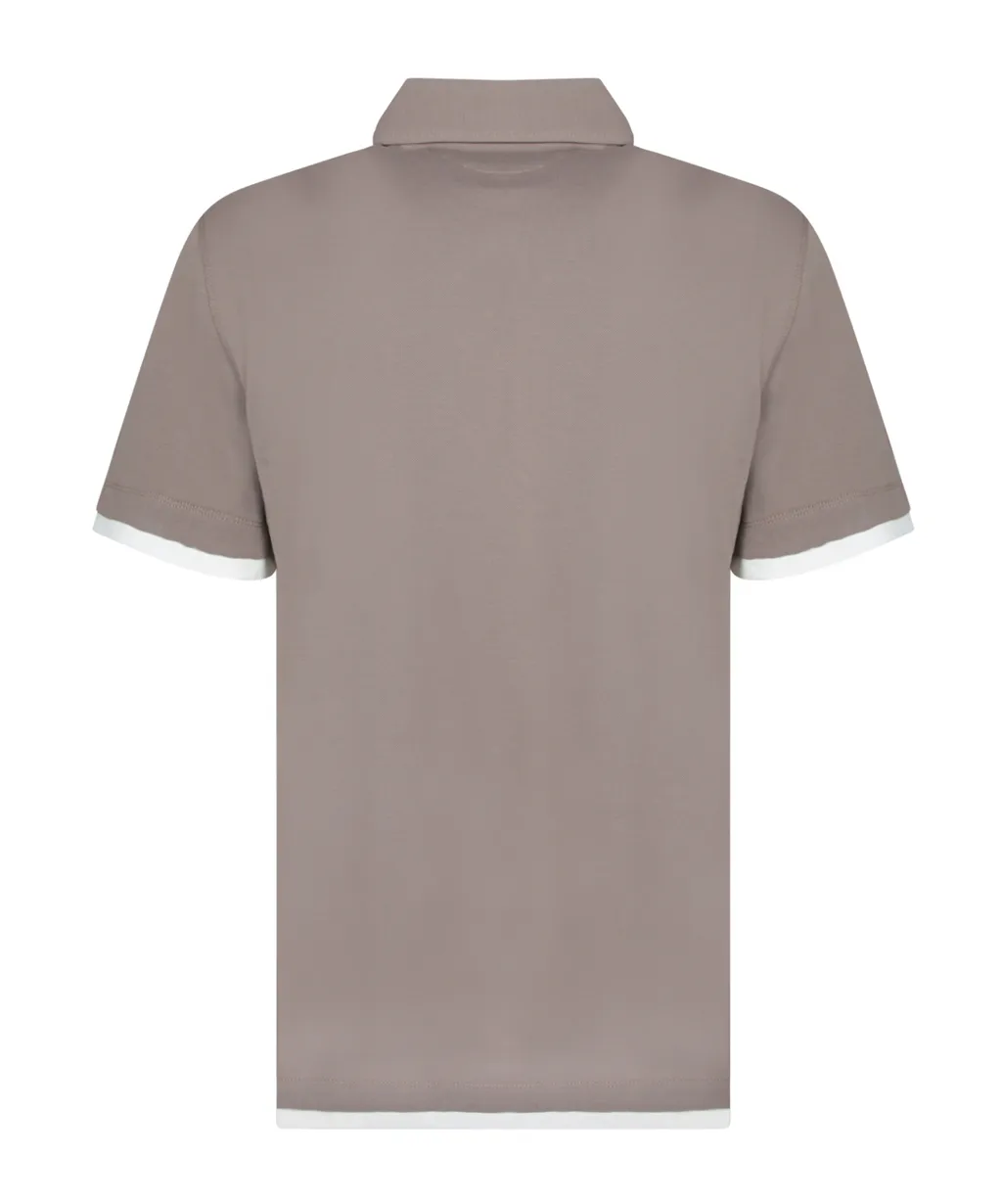 Faux-Layering Piqué Shirt-Style Collar Polo Shirt