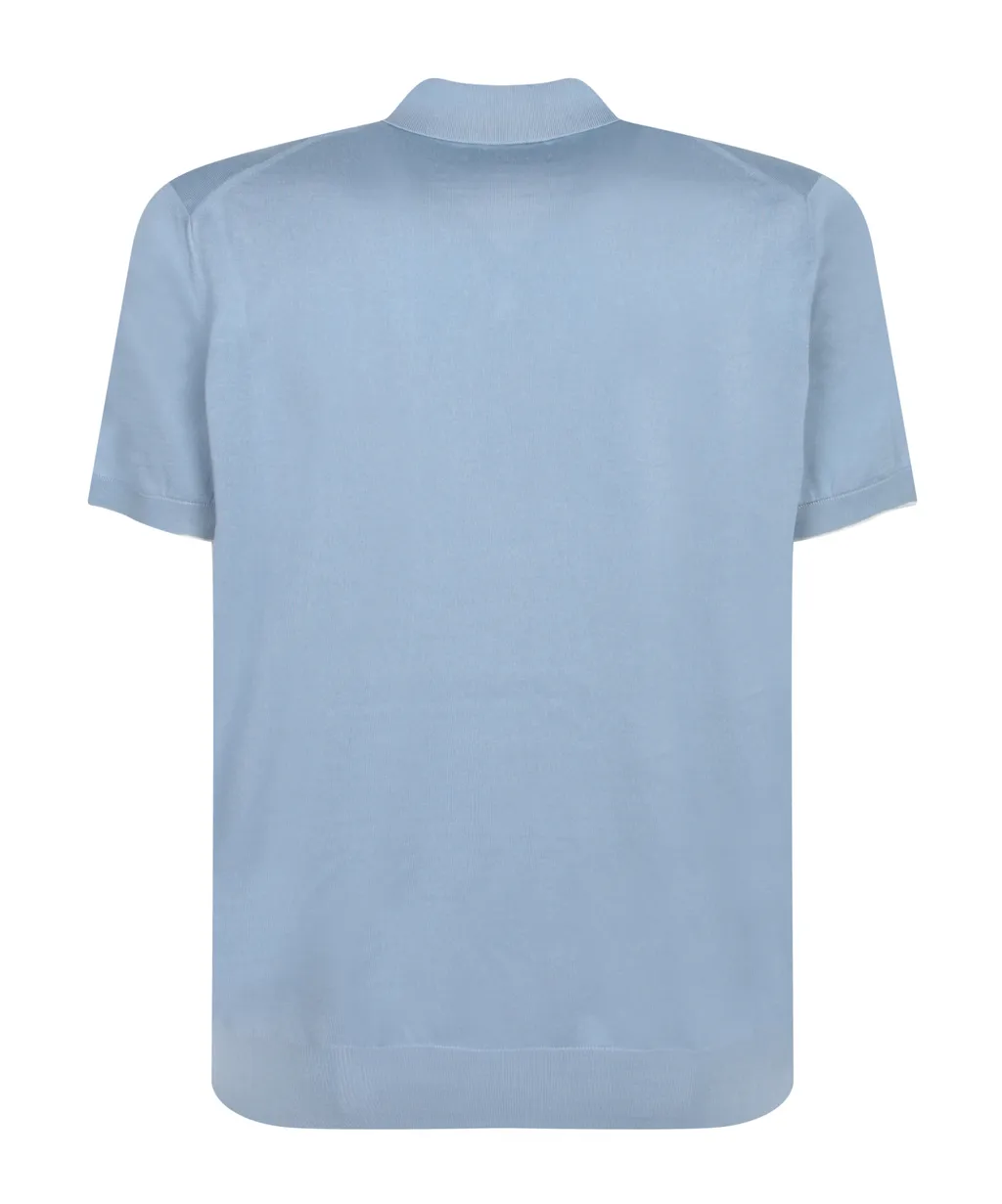 Short-Sleeved Fine-Knitted Polo Shirt