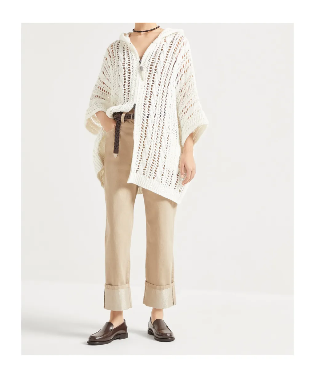 Zip-Up Hooded Knitted Cardigan
