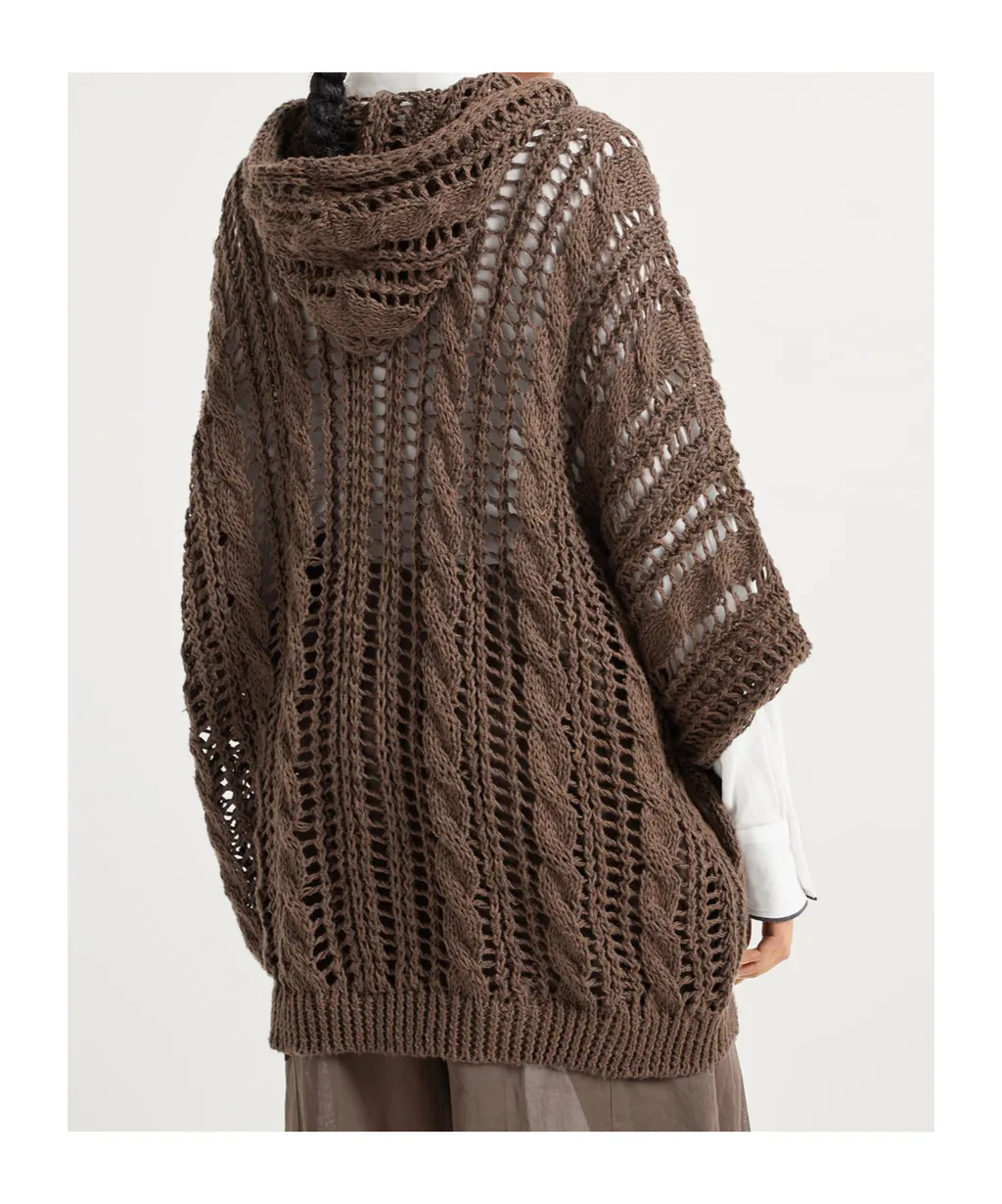 Zip-Up Hooded Knitted Cardigan
