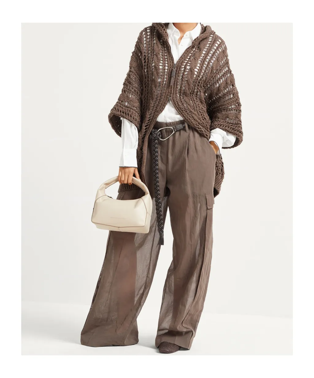 Zip-Up Hooded Knitted Cardigan