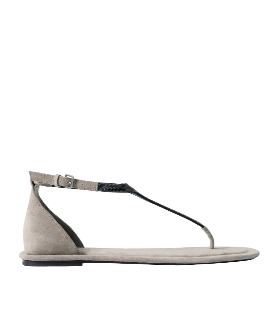 Monili-Detailed Flat Sandals