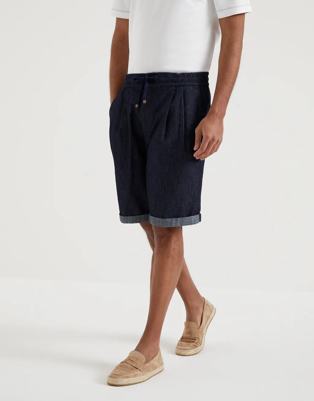 Drawstring-Waist Denim Shorts