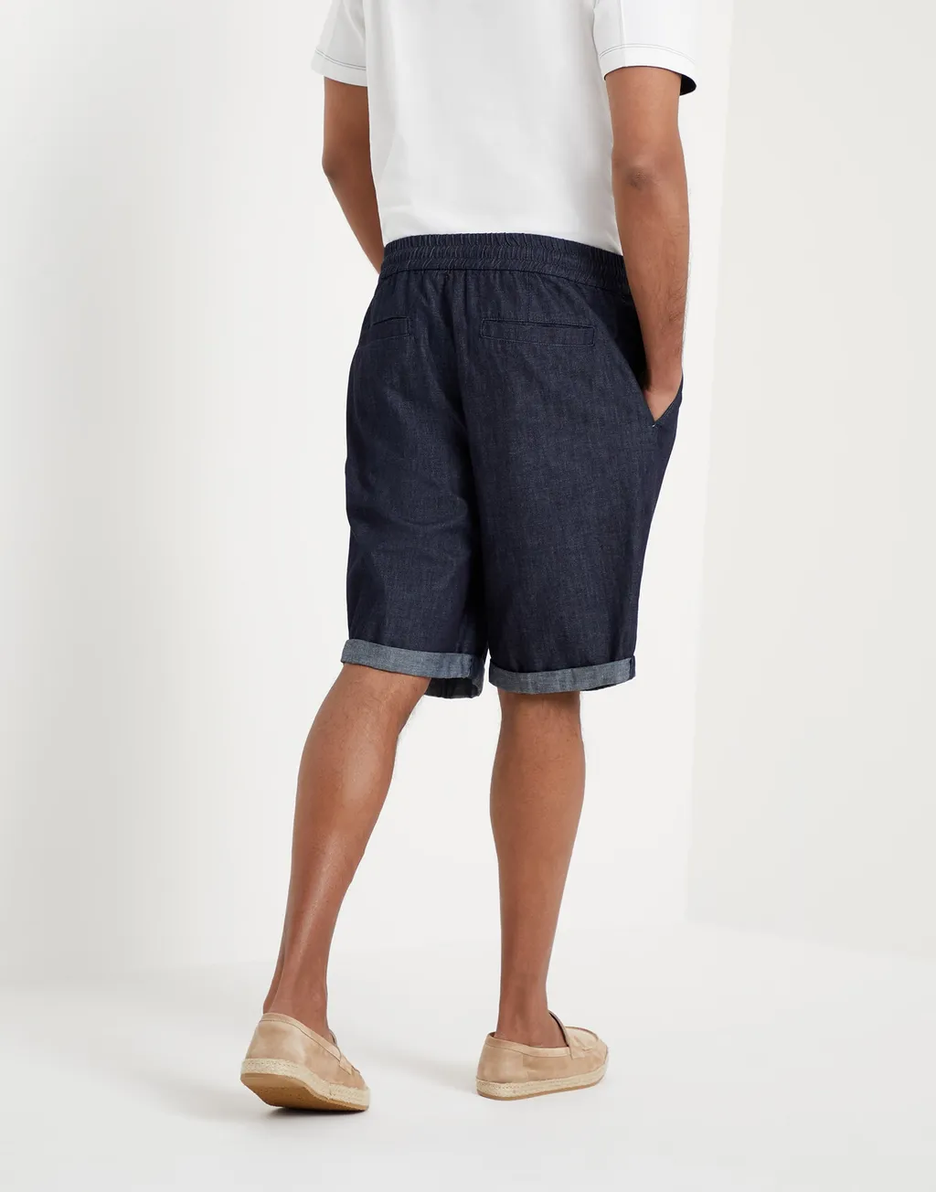 Drawstring-Waist Denim Shorts