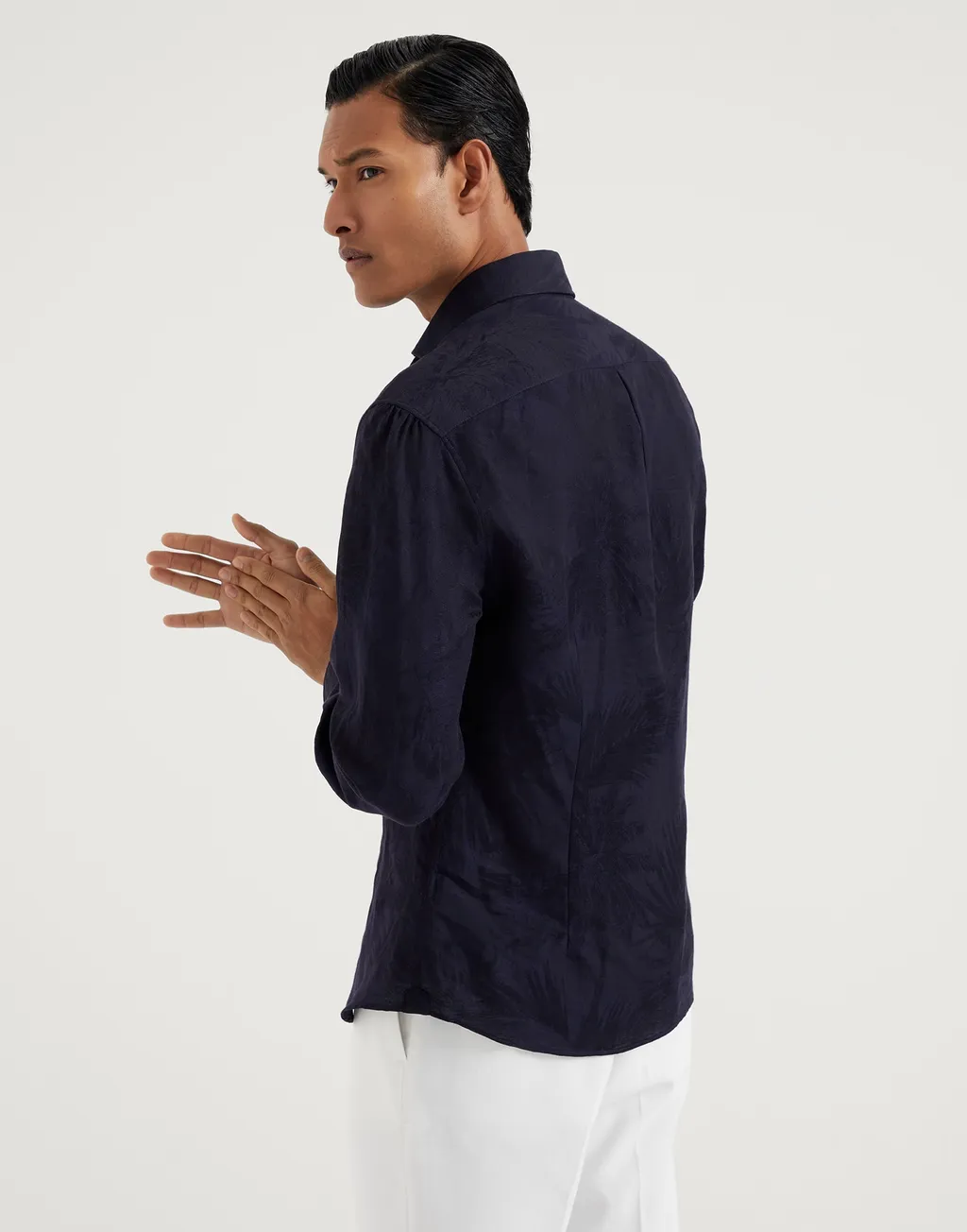 Patterned-Jacquard Long-Sleeve Shirt