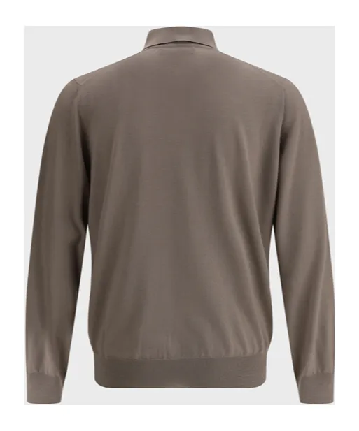 Long Sleeved Knitted Polo Shirt