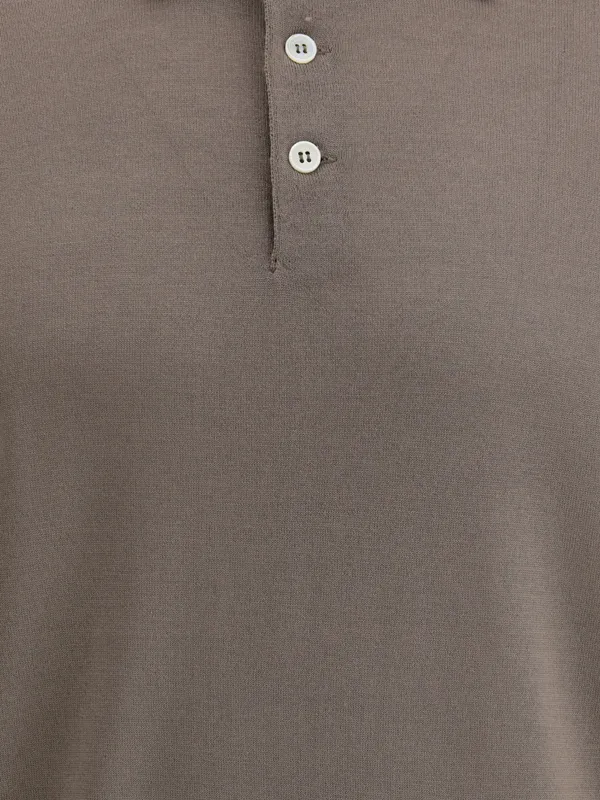 Long Sleeved Knitted Polo Shirt