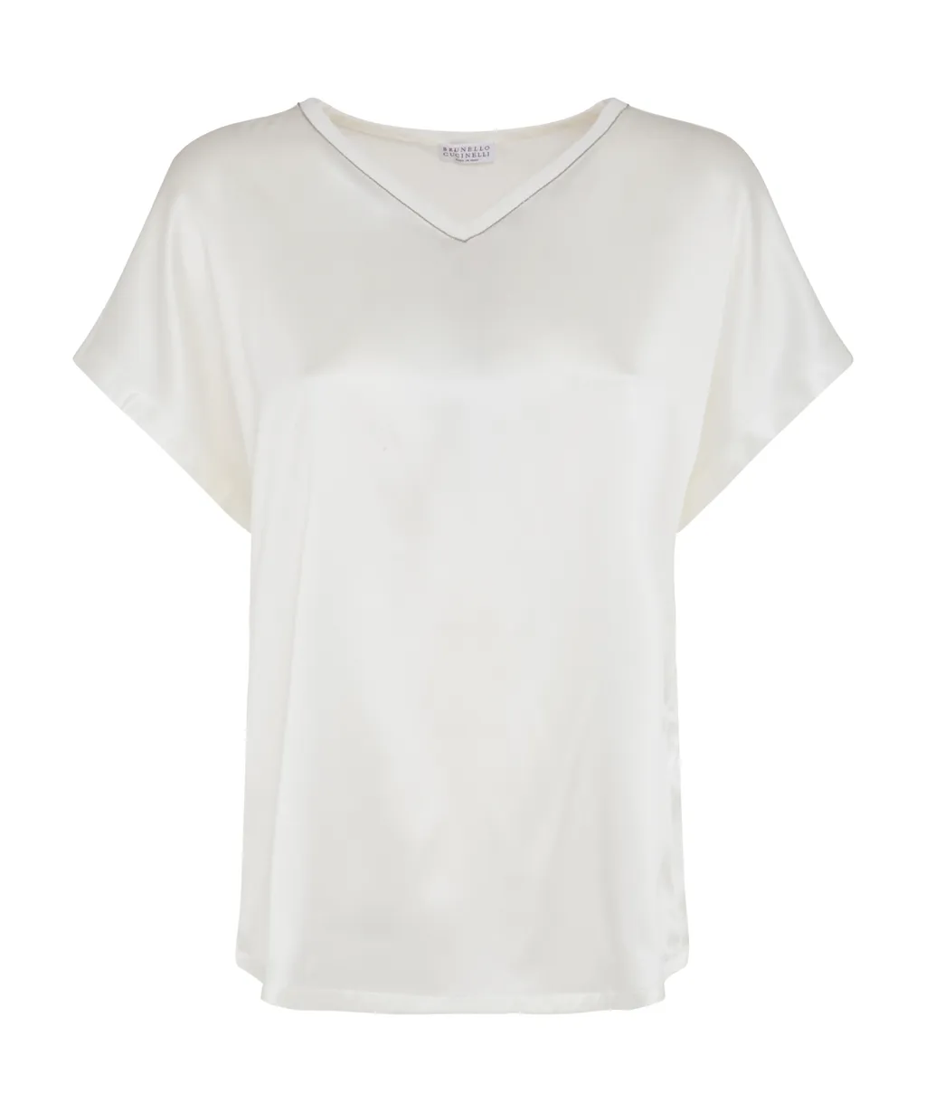 V-Neck Satin T-Shirt