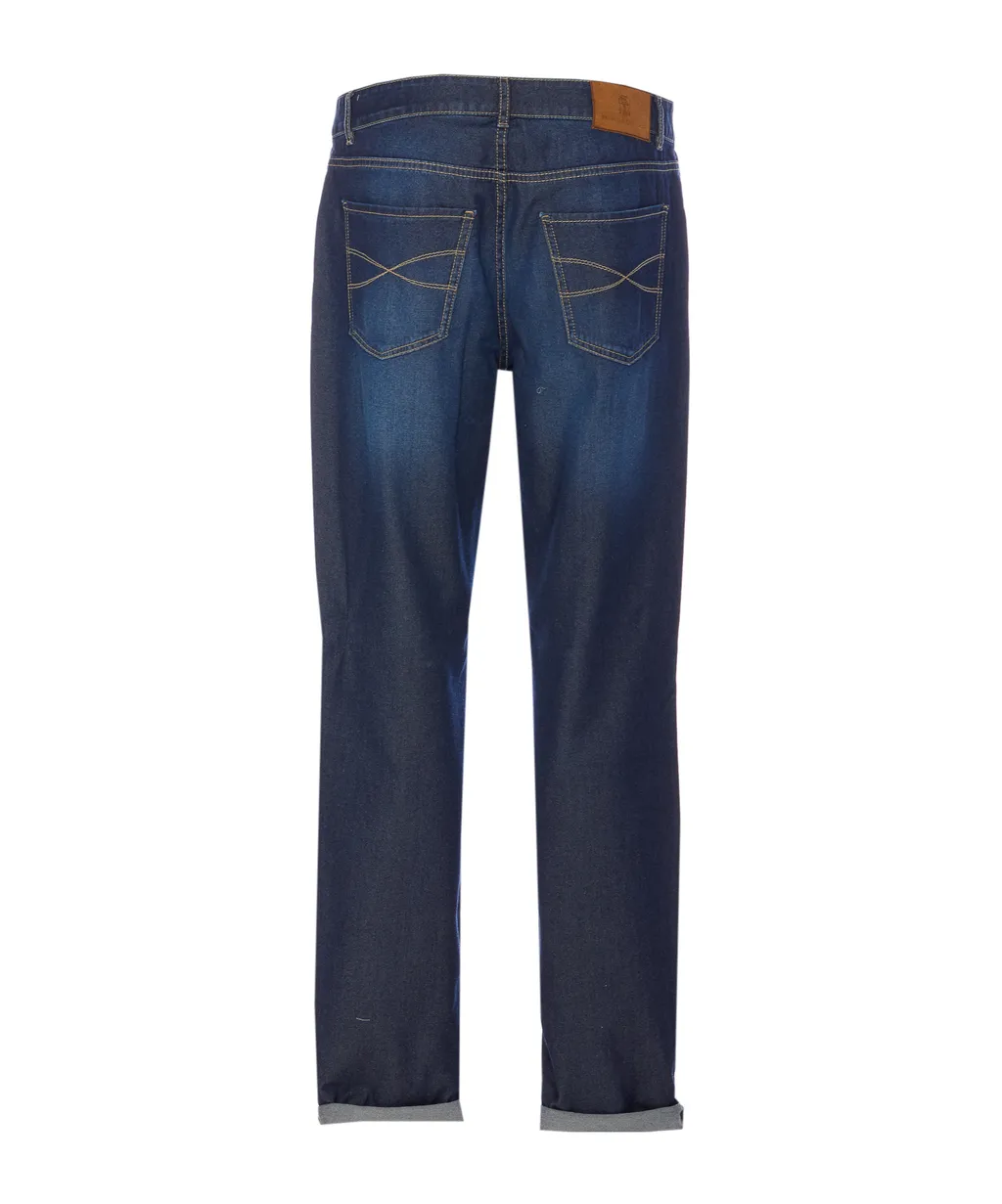 Logo Patch Turn-Up Hem Jeans