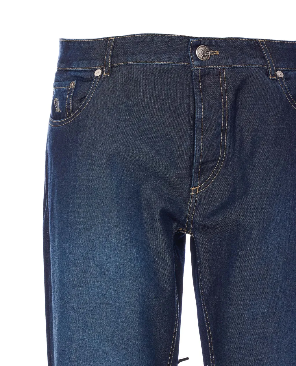 Logo Patch Turn-Up Hem Jeans