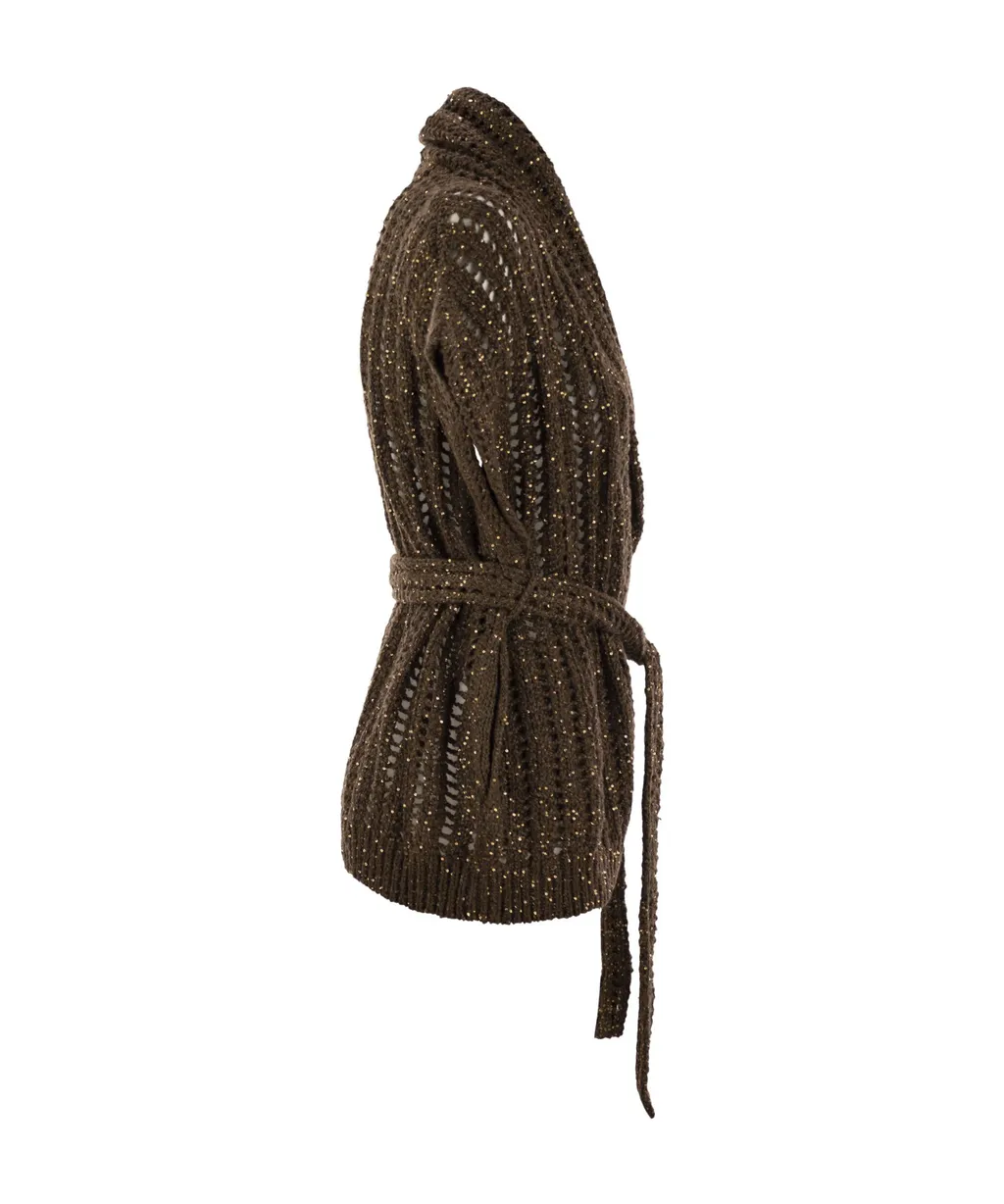 Tied-Waist Knitted Cardigan