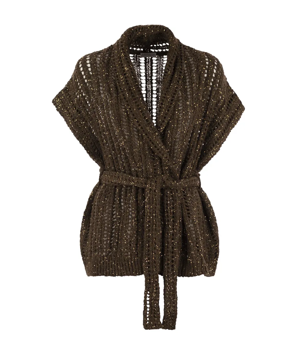 Tied-Waist Knitted Cardigan