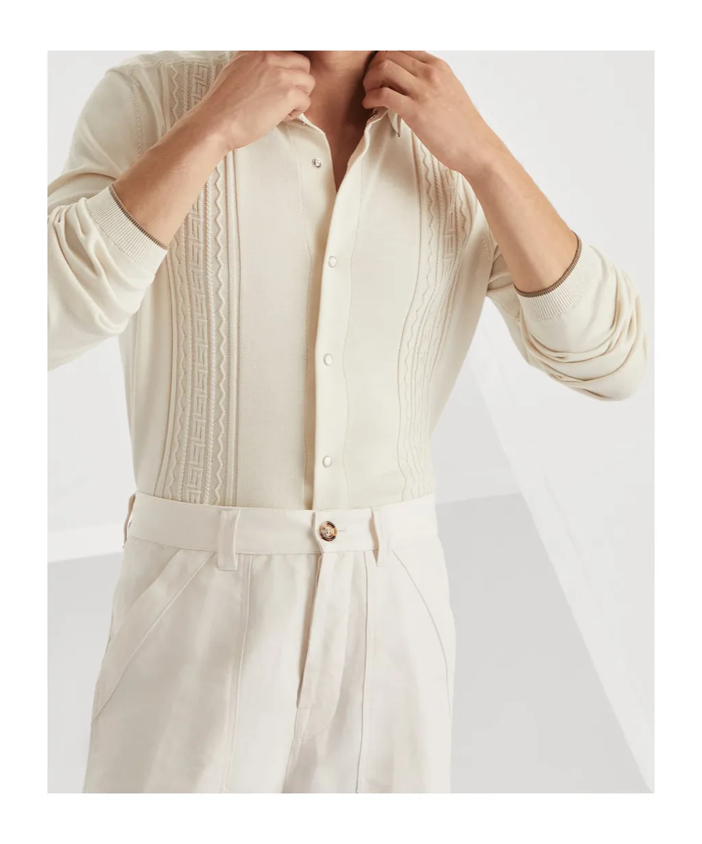 Geometric Jacquard Knitted Shirt