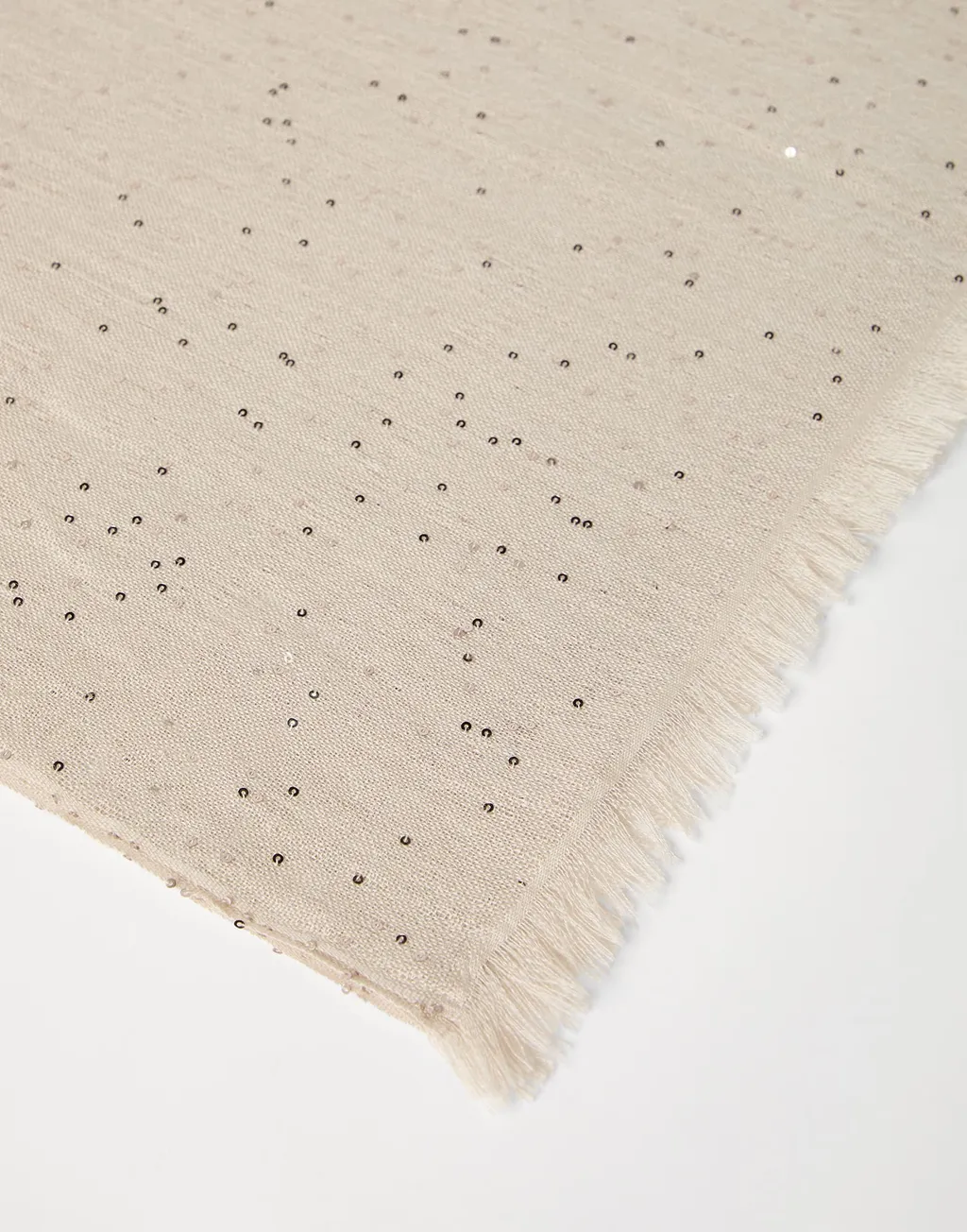 Sequin Embellished Frayed Edge Scarf