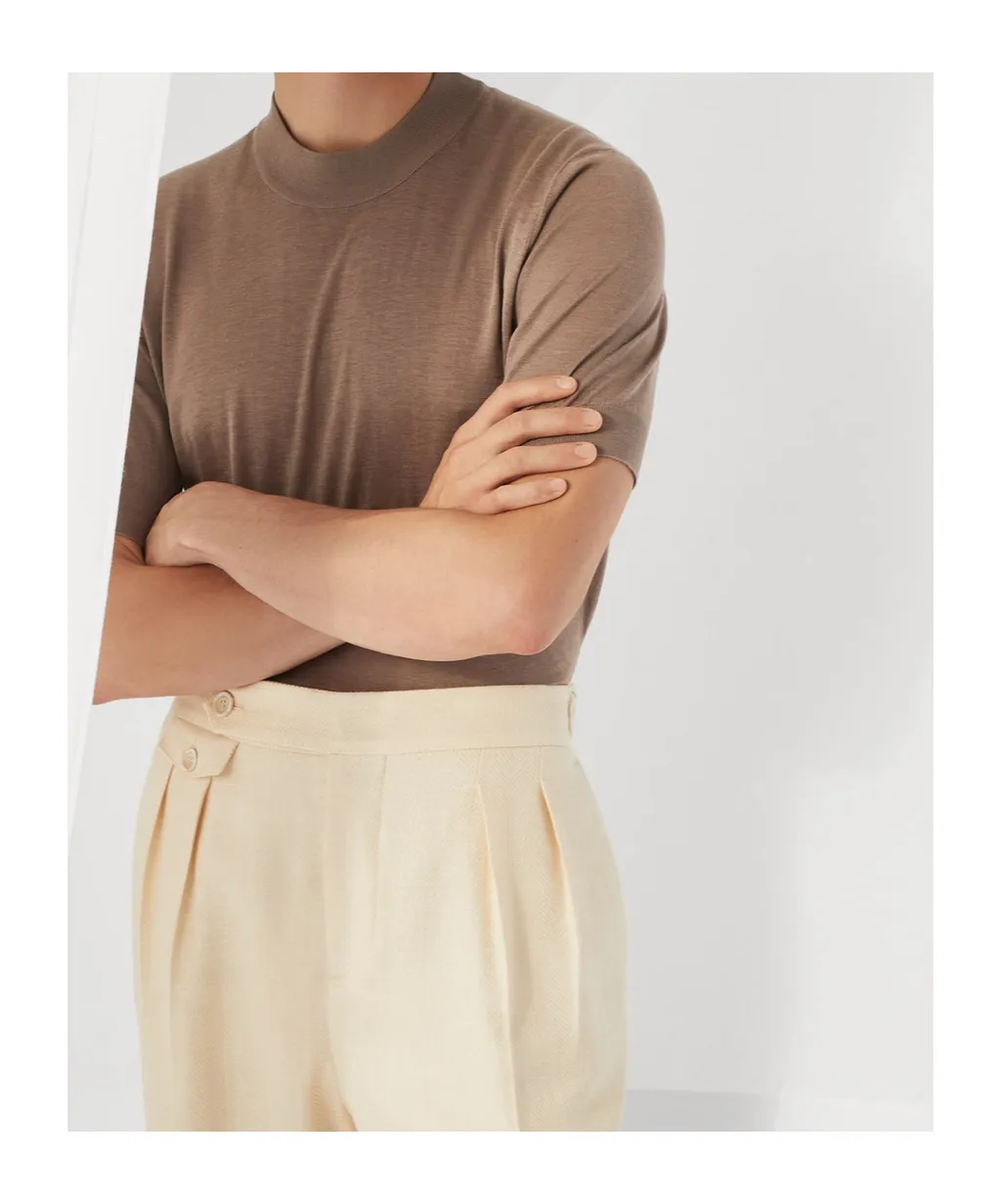 Extra-Light Mock-Neck Knitted T-Shirt