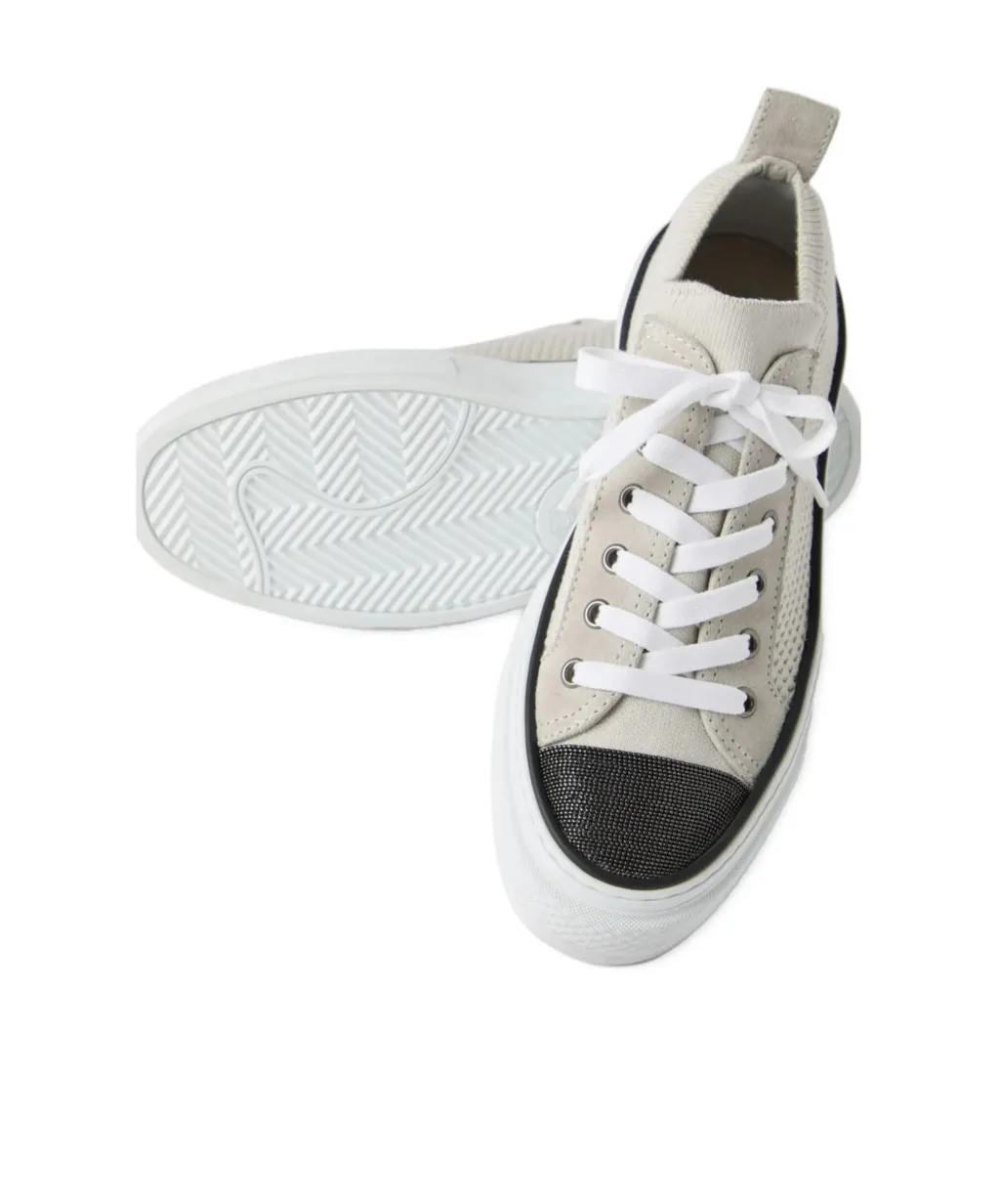 Knitted Lace-Up Sneakers