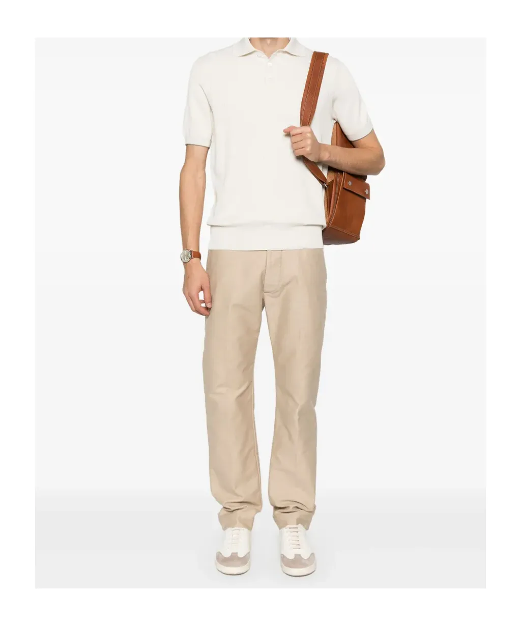 Short-Sleeved Ribbed Polo Shirt