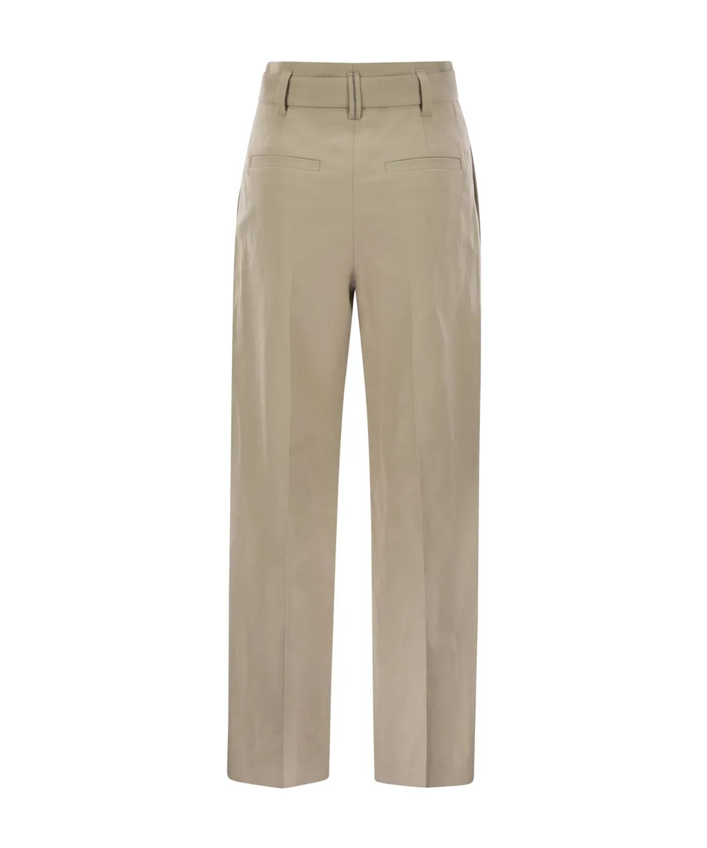 High-Waist Belted Trousers