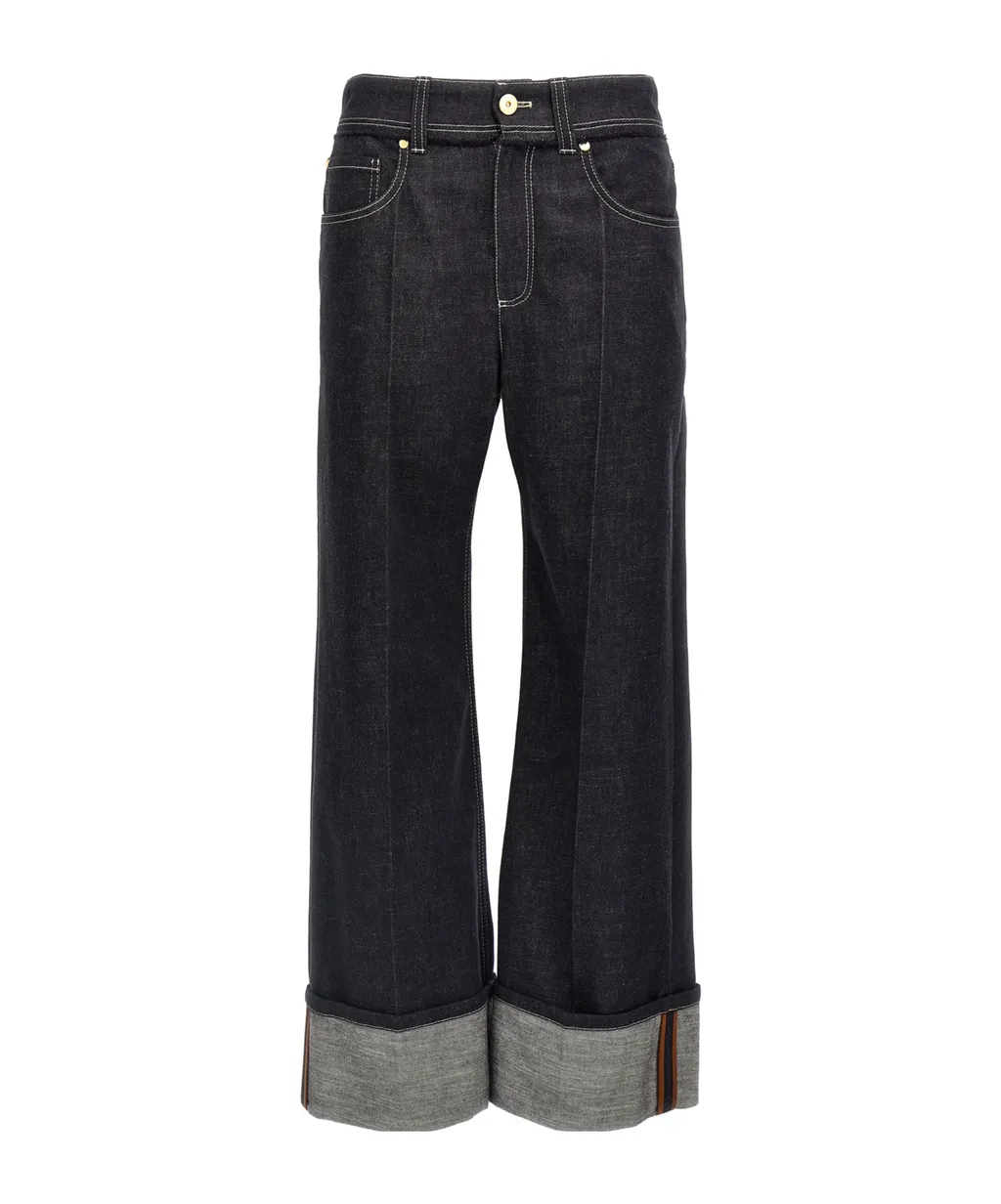 High-Waisted Turn-Up Brim Jeans