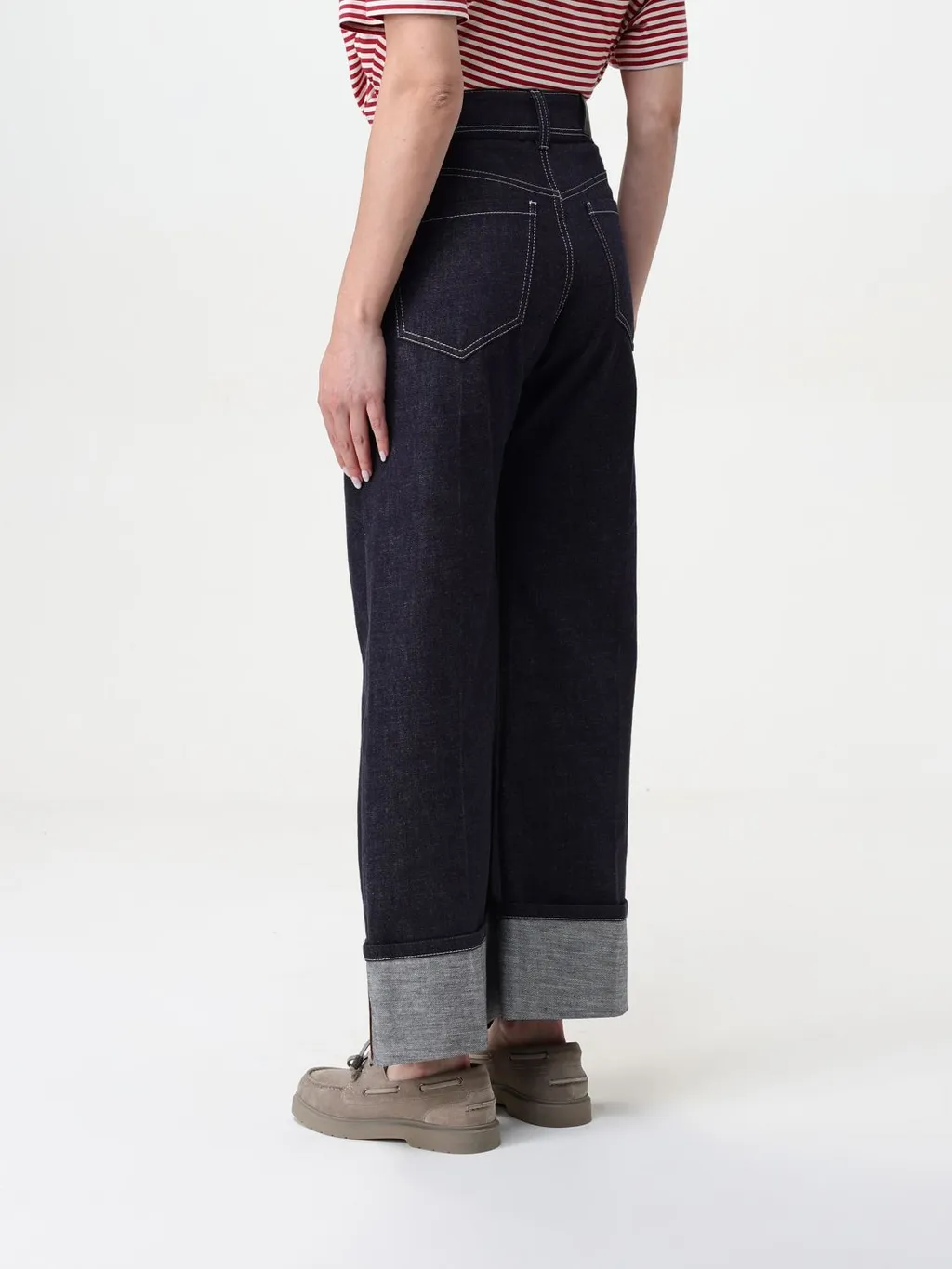 High-Waisted Turn-Up Brim Jeans