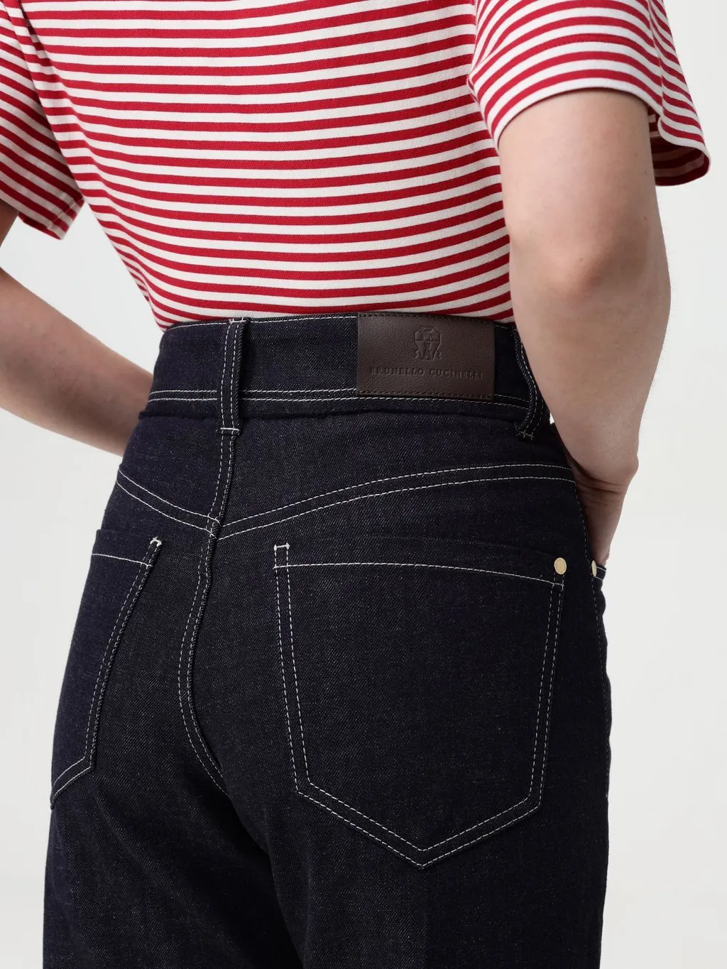 High-Waisted Turn-Up Brim Jeans