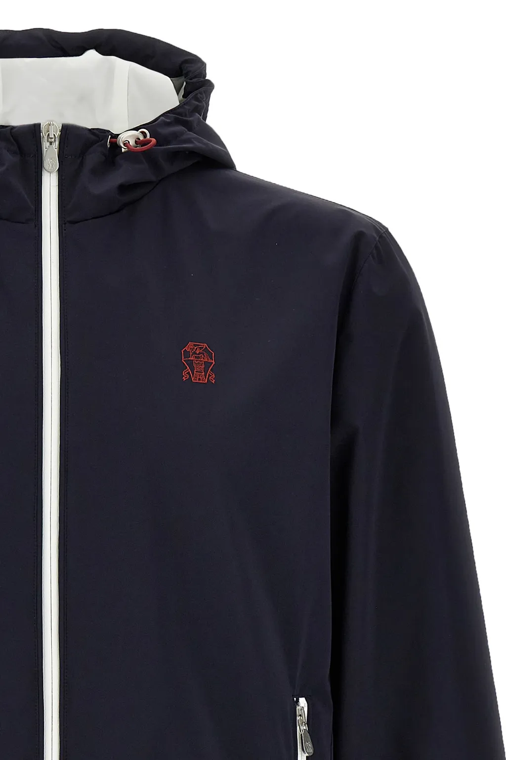 Logo Embroidered Zip-Up Hooded Jacket