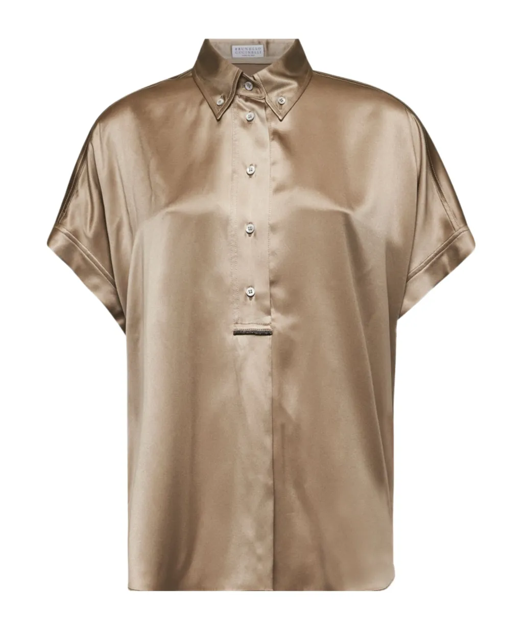 Short-Sleeved Satin Shirt