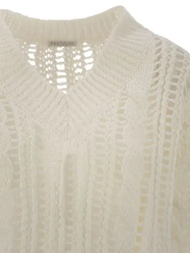 Cable-Knit Mesh Jumper