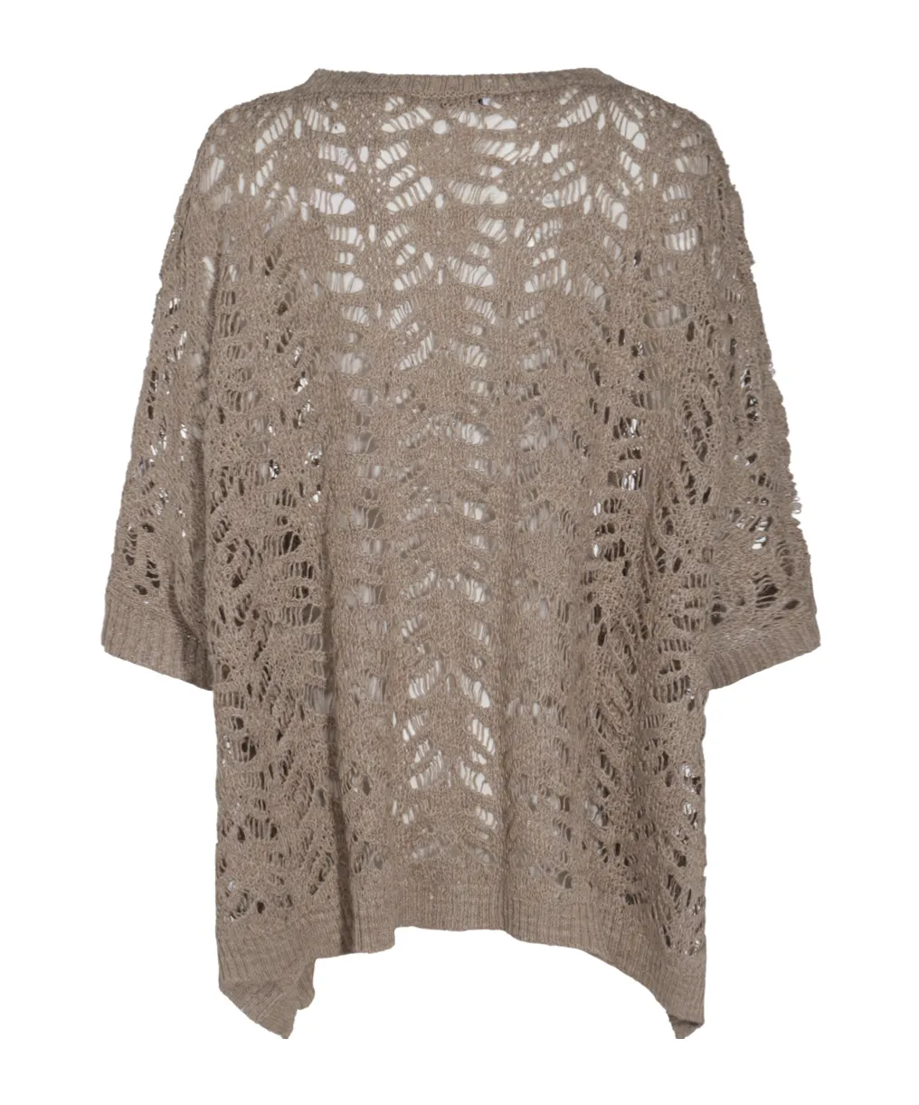 Openwork Knitted Crewneck Jumper