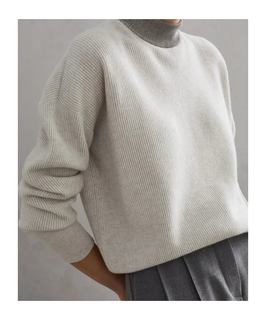Mock Neck Long Sleeved Knitted Jumper