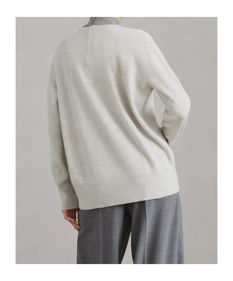 Mock Neck Long Sleeved Knitted Jumper