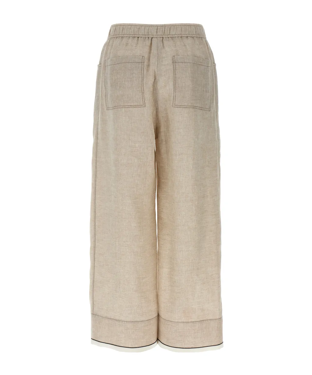 Elasticated Waistband Wide-Leg Trousers