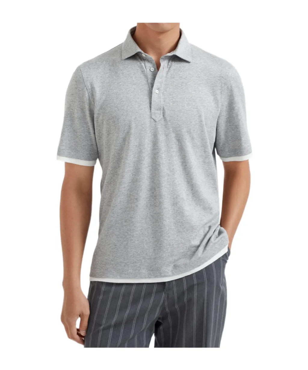 Layered Button-Up Polo Shirt