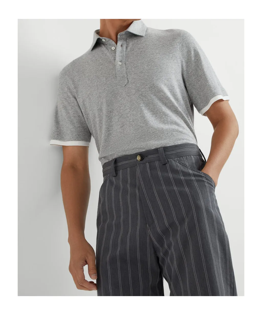 Layered Button-Up Polo Shirt