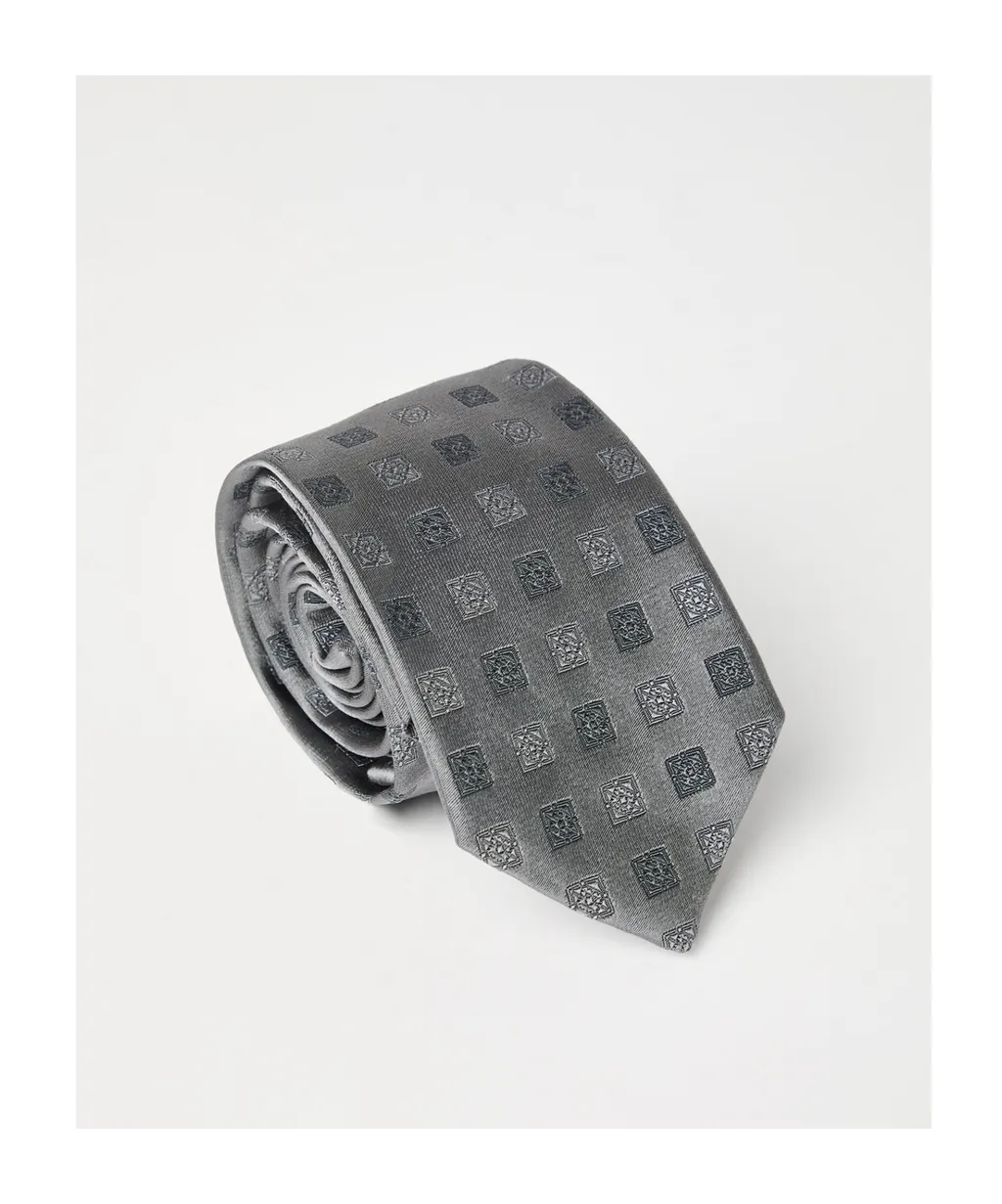 Geometric-Pattern Printed Pointed Tip Tie