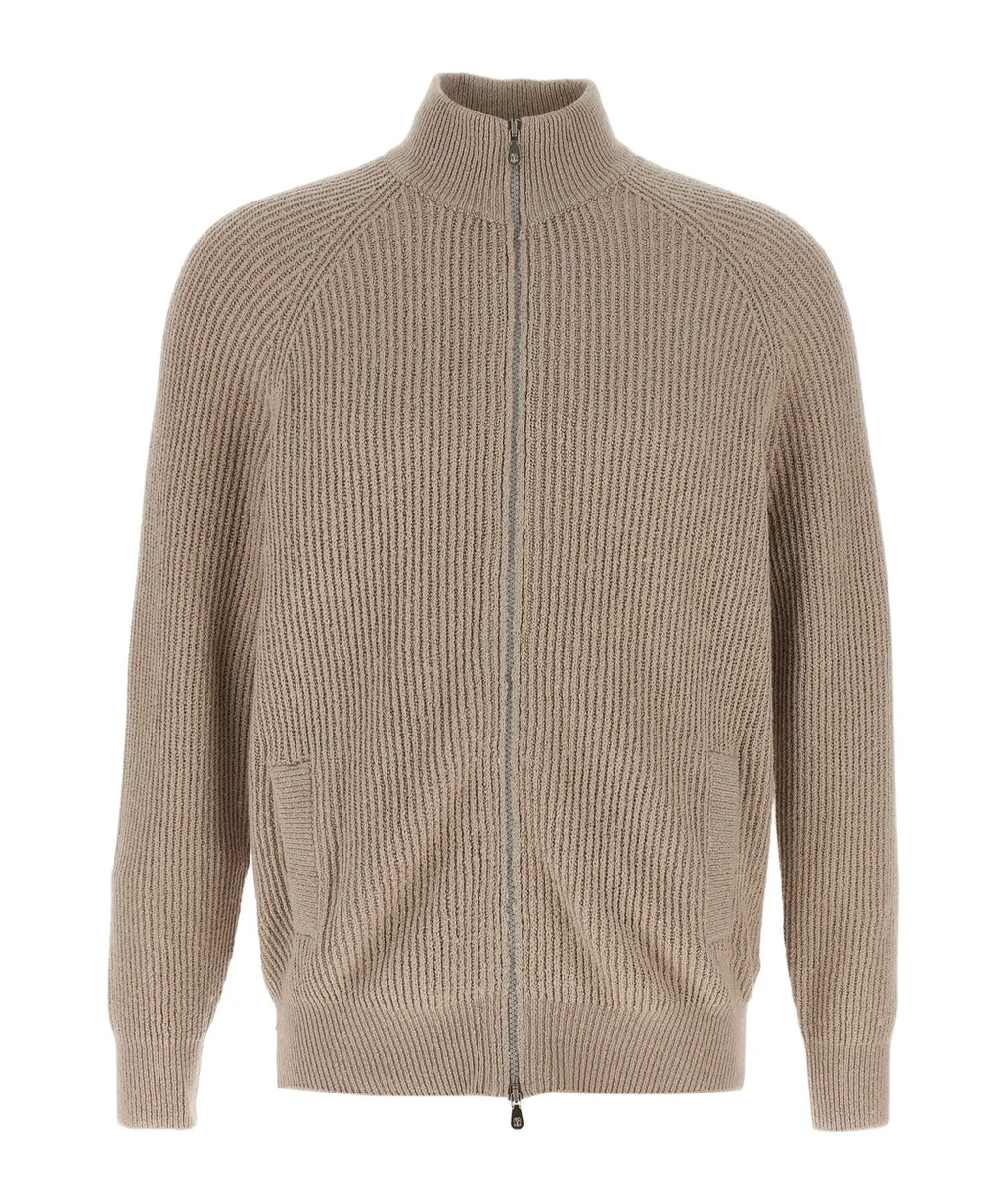 Zip-Up Knitted Cardigan