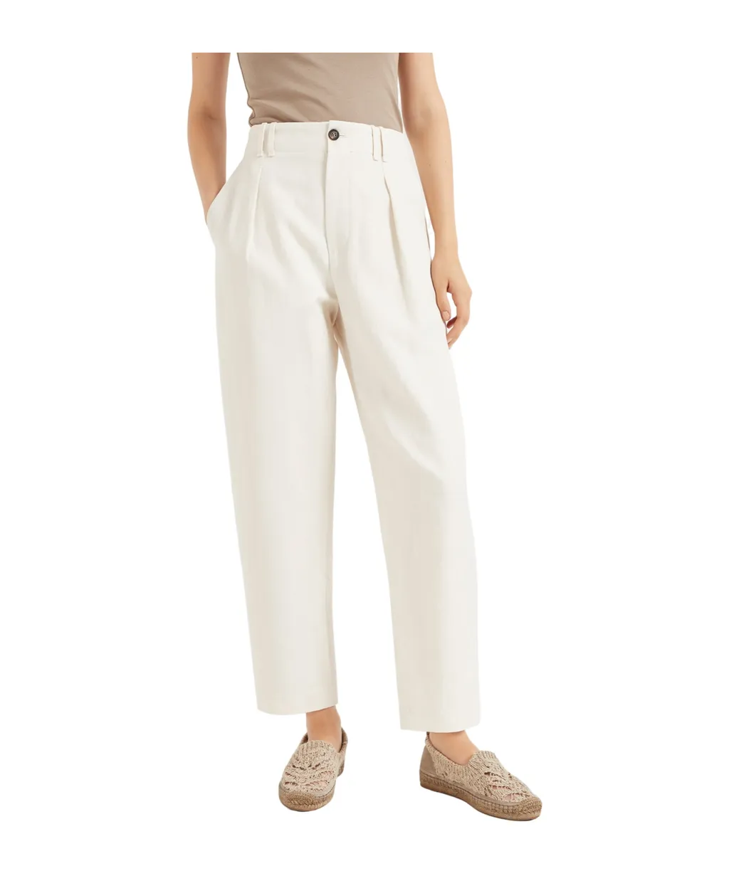 Front Pleat Straight-Leg Trousers