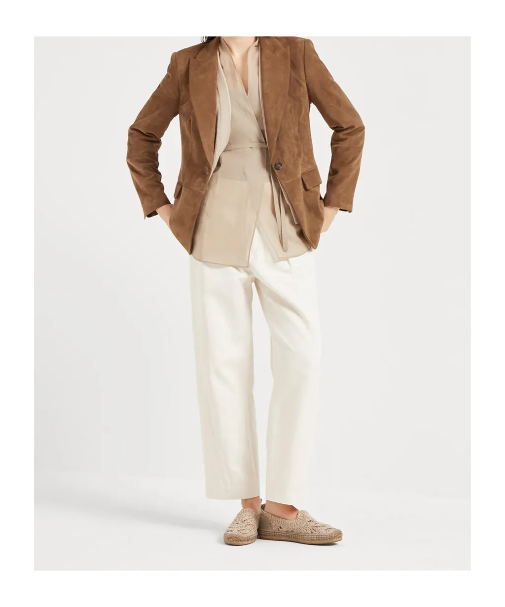 Front Pleat Straight-Leg Trousers