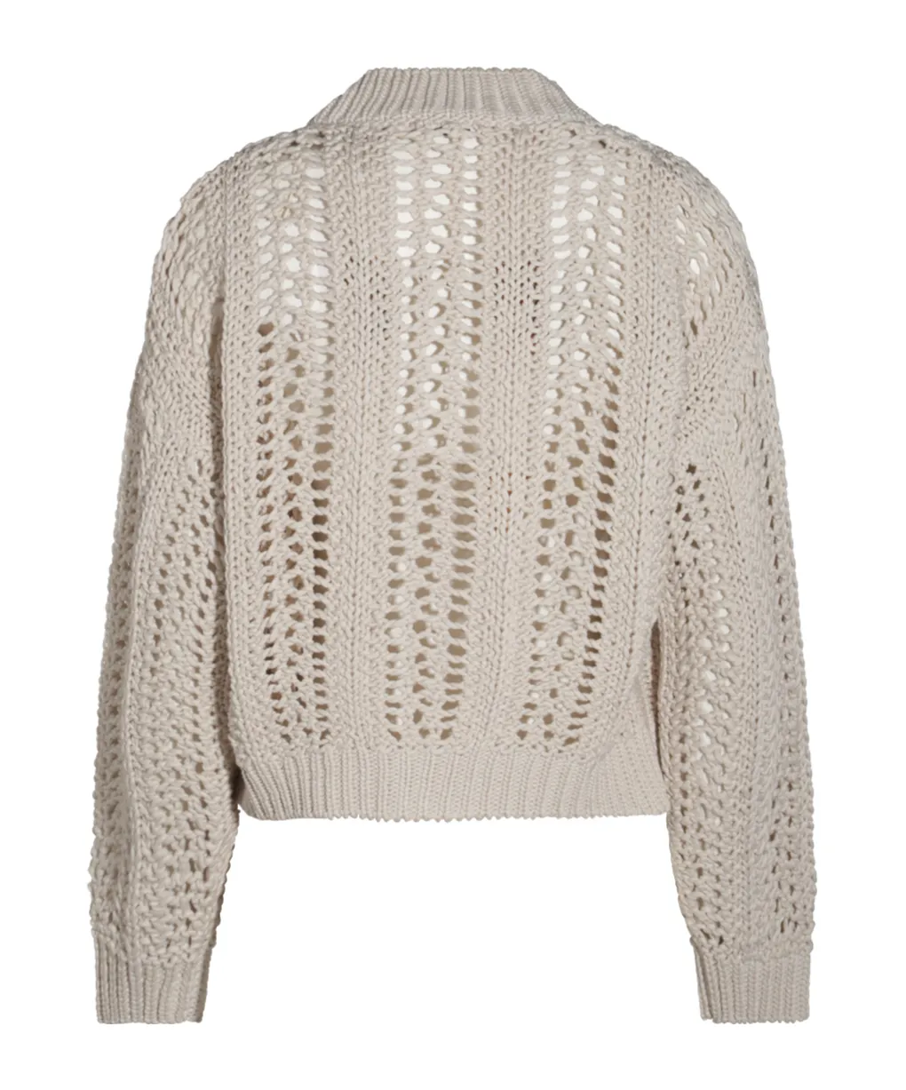 Long Sleeved Open-Knit Cardigan