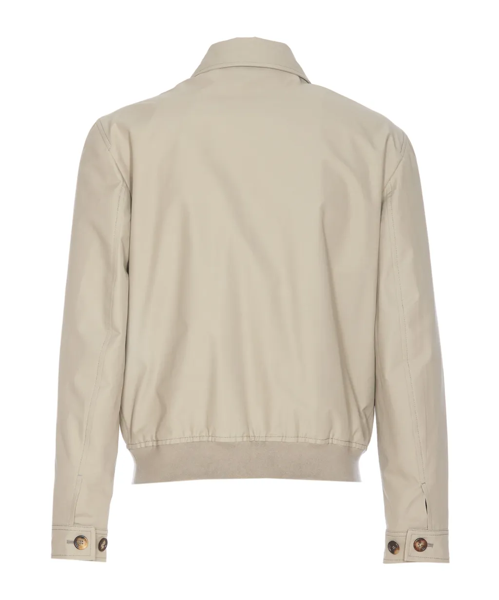 Buttoned Ribbed Hem Bomber Jacket