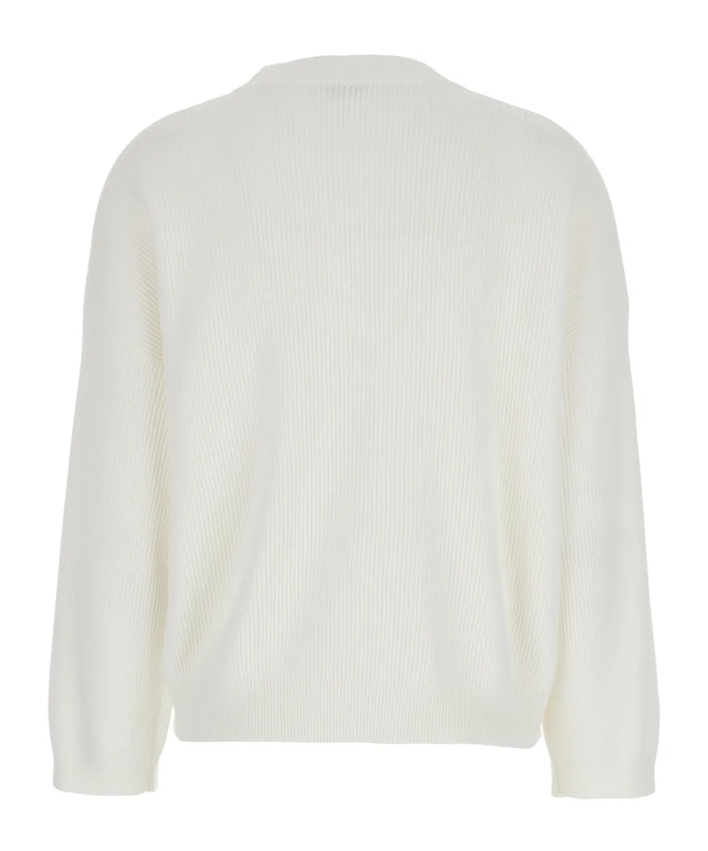 Monili-Embellished V-Neck Jumper
