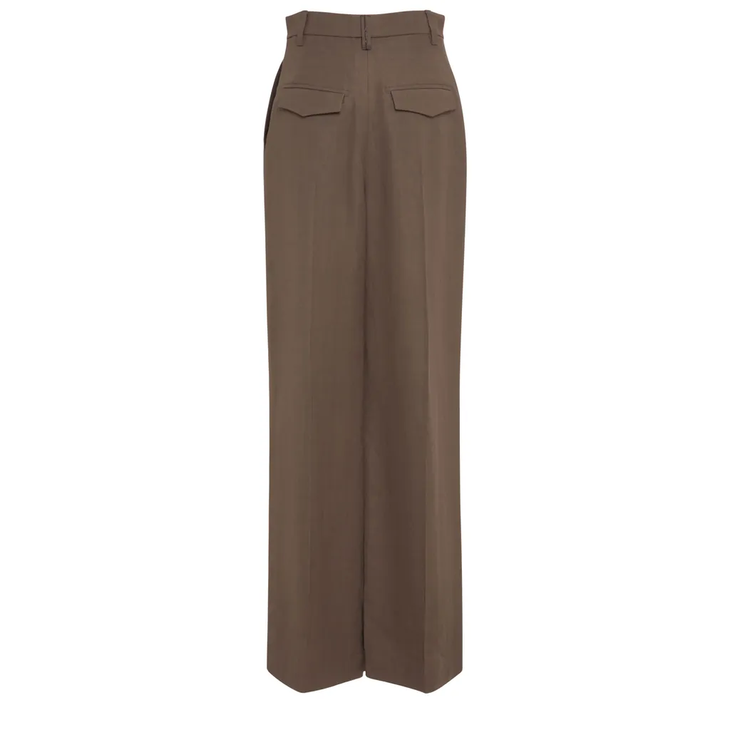 Pleat Detailed Wide-Leg Trousers